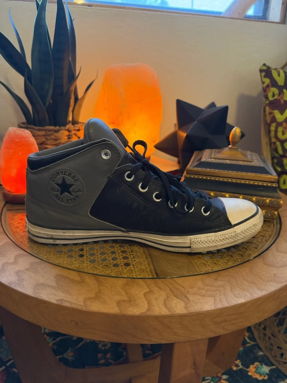 Converse Men’s Black and Gray High-Top Sneakers - Picture 5 of 9